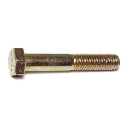 Grade 8, 1/2-13 Hex Head Cap Screw, Zinc & Yellow Plated Steel, 3 In L, 25 PK